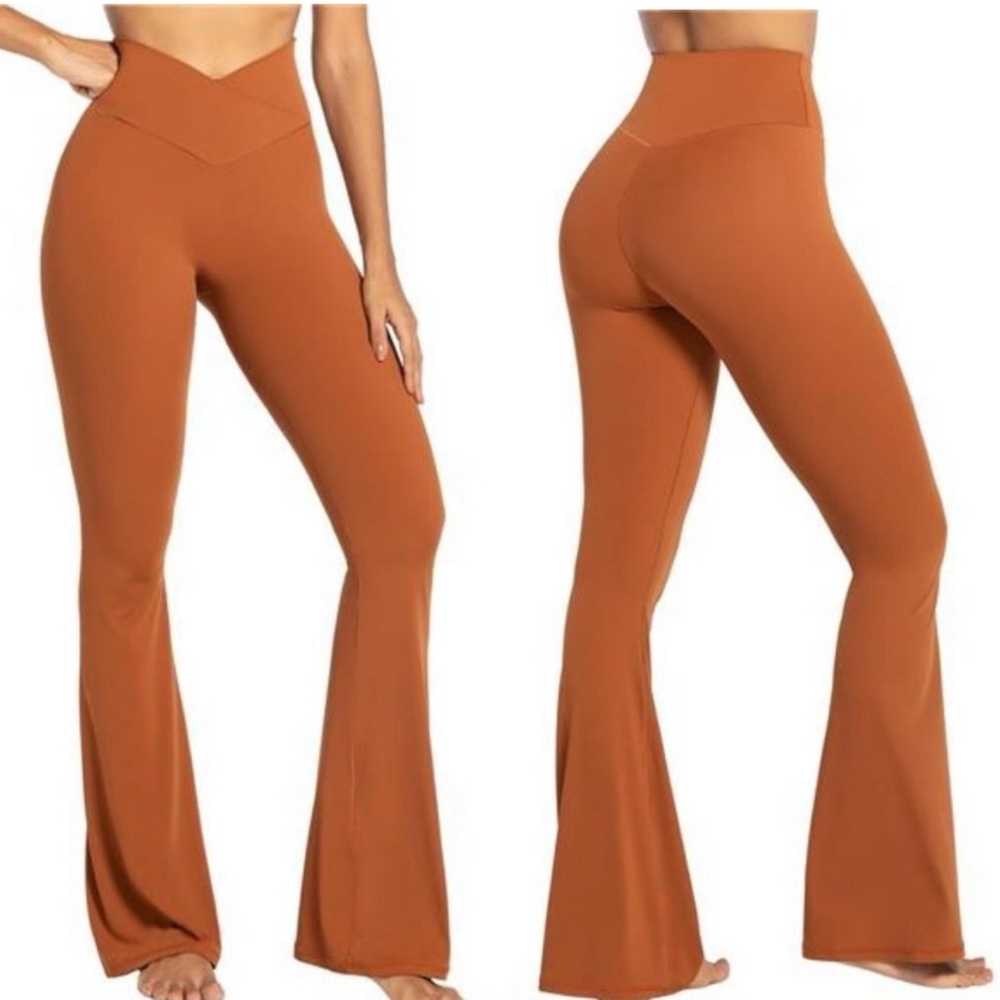 Sunzel‎ Tummy Control Crossover Front Flare Legging Caramel Large